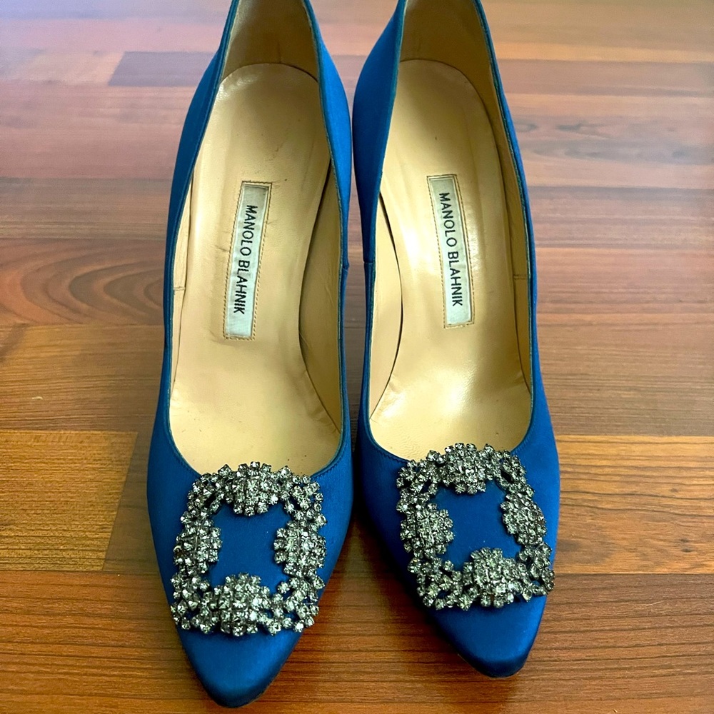 Manolo Blahnik Hangisi 105MM Embellished Satin Pumps